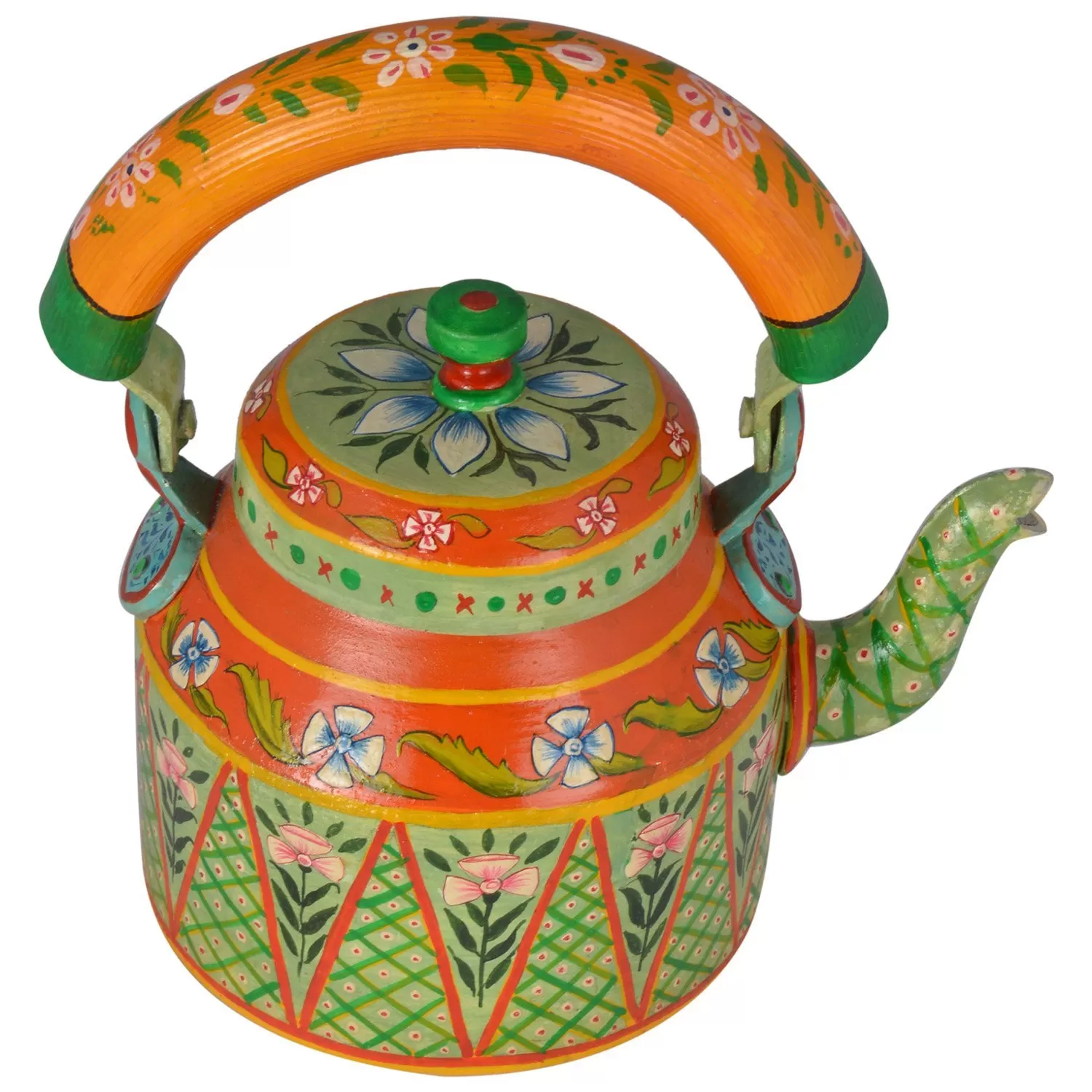 Hand Painted Steel Tea Kettle Jaipur 4