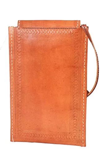 Pure Leather Aabhala Work Embroidery Leather Craft MOBILE COVER EK-MBC-0021 Pink (20 13 1), 2 image