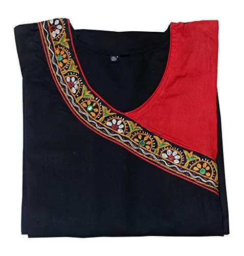 Women's Cotton Plain-cotton with Neck work KURTI AN-KRT-0013 Red (XL), 3 image