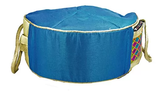 Raw Silk Aahir Work Raw Silk Multi Purpose Adjustable Belt Shoulder Bag HOBO BAG EK-HOB-0004 (Khakhi - Sea Green), 5 image