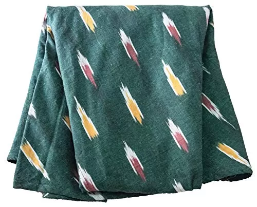 Ikkat Print Cotton Skirt - 4MTR of Circumference Material (Green-Yellow), 2 image