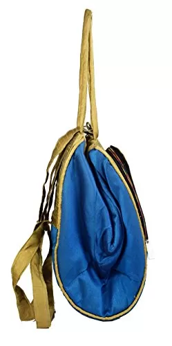 Raw Silk Aahir Work Raw Silk Multi Purpose Adjustable Belt Shoulder Bag HOBO BAG EK-HOB-0004 (Khakhi - Sea Green), 2 image
