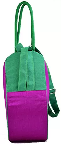 Raw Silk Aahir Work Raw Silk Multi Purpose Adjustable Belt Shoulder Bag HOBO BAG EK-HOB-0004 Green Purple, 3 image