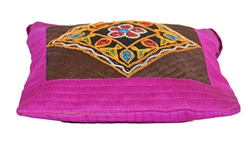 Women's Aahir Hand Embroidery Sling Purse - Traditional Kutch Handicrafts (Magenta - Brown), 5 image