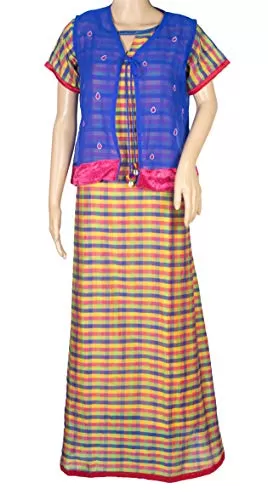 Women's Raw Silk Checks printed Raw silk with Jacket KURTI AN-KRT-0021 Multi Colour (XL), 2 image