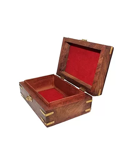 Brown Wooden Box with Red Cloth Finishing, 2 image