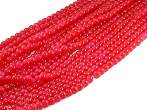 6MM Red Spherical Glass Pearl for Jewellery Making Beading Art and Craft Supplies (5 Strings), 2 image