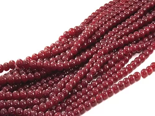 Maroon Spherical Glass Pearl (10 mm) (1 String) - for Jewellery Making Beading Art and Craft, 2 image