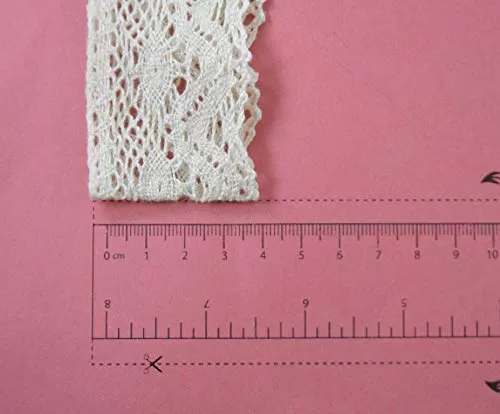 Off White Cotton Lace (1.5 Inches) (10 Metres) (Design 15)- Used for Trims Borders Embroidered Laces Applique Fabric lace Sewing Supplies Cotton Work lace., 3 image