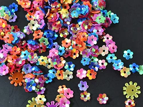 8 MM Orange Flower Shaped Sequins for Embroidery Art and Craft DIY Purpose 100 Grams, 2 image