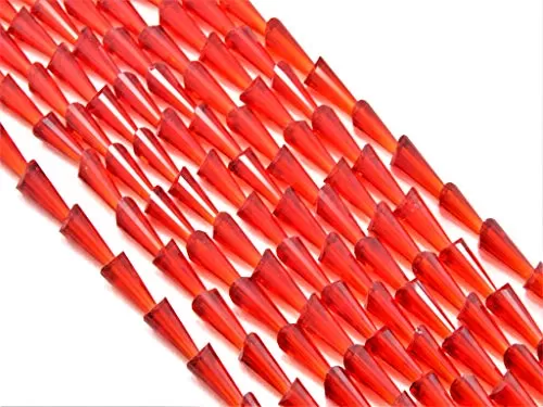 Red Transparent Conical Crystal Bead (6 mm * 12 mm) (1 String) for  Jewellery Making Beading Embroidery Art and Craft, 2 image