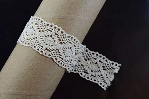 Off White Cotton Lace (1.5 Inches) (10 Metres) (Design 5)- Used for Trims Borders Embroidered Laces Applique Fabric lace Sewing Supplies Cotton Work lace., 2 image
