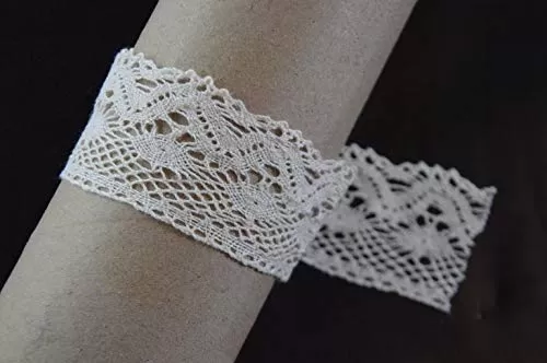 Off White Cotton Lace (1.5 Inches) (10 Metres) (Design 15)- Used for Trims Borders Embroidered Laces Applique Fabric lace Sewing Supplies Cotton Work lace., 2 image