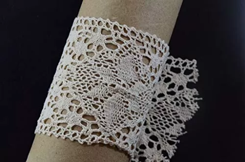 Off White Cotton Lace (3.5 Inches) (10 Metres) (Design 2)- Used for Trims Borders Embroidered Laces Applique Fabric lace Sewing Supplies Cotton Work lace., 2 image