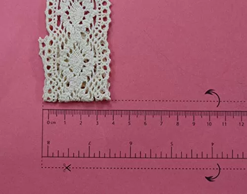 Off White Cotton Lace (1.5 Inches) (10 Metres) (Design 5)- Used for Trims Borders Embroidered Laces Applique Fabric lace Sewing Supplies Cotton Work lace., 3 image