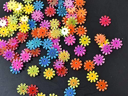 8 MM Orange Flower Shaped Sequins Sitara for Embroidery Work Art and Craft DIY Purpose 100 Grams, 2 image