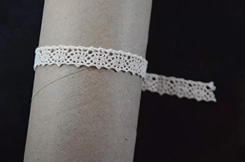 Off White Cotton Lace (0.5 Inches) (10 Metres) (Design 9)- Used for Trims Borders Embroidered Laces Applique Fabric lace Sewing Supplies Cotton Work lace., 2 image