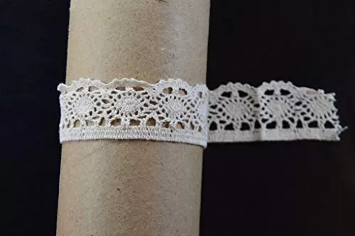 Off White Cotton Lace (1 Inches) (10 Metres) (Design 3)- Used for Trims Borders Embroidered Laces Applique Fabric lace Sewing Supplies Cotton Work lace., 2 image