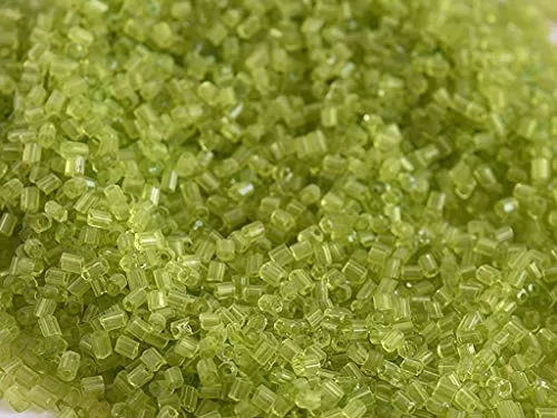 Transparent Peridot/Olive Green 2 Cut Beads/Glass Seed Beads (11/0-2.0 mm) (100 Grams) Standard Quality for  Jewellery Making Beading Arts and Crafts and Embroidery., 2 image