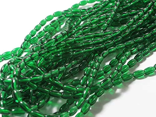 8MM Dark Green Oval Pressed Glass Beads for Jewellery Making Beading Art and Craft Supplies (12 Strings), 2 image