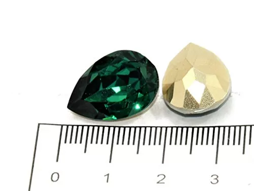 Dark Green Drop Shaped Resin Stones for Embellishing Handbags Shoes Apparels Jewellery Making Craft Supplies (13 mm * 18 mm) (20 Pieces), 2 image
