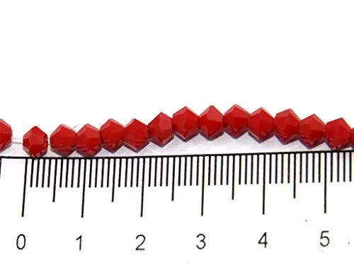 Opaque Red Bicone Crystal Beads (4 mm) 1 String for  Jewellery Making Beading Arts and Crafts and Embroidery., 2 image