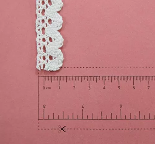 White Cotton Lace (0.5 Inches) (20 Metres) (Design 41)- Used for Trims Borders Embroidered Laces Applique Fabric lace Sewing Supplies Cotton Work lace., 3 image