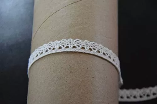 White Cotton Lace (0.5 Inches) (10 Metres) (Design 36)- Used for Trims Borders Embroidered Laces Applique Fabric lace Sewing Supplies Cotton Work lace., 2 image