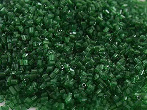 Transparent Green 2 Cut Beads/Glass Seed Beads (15/0-1.5 mm) (450 Grams) Standard Quality for  Jewellery Making Beading Arts and Crafts and Embroidery., 2 image