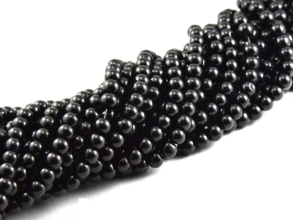 Black Spherical Glass Pearl (10 mm) (5 Strings) - for Jewellery Making Beading Art and Craft