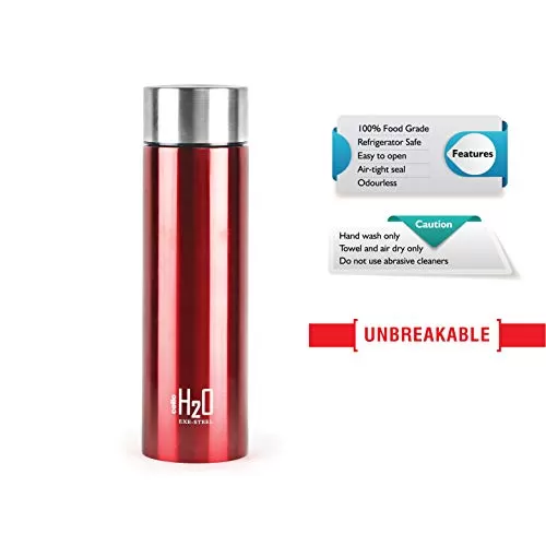 H2O Stainless Steel Water Bottle Set 1 Litre Set of 2 Red, 4 image