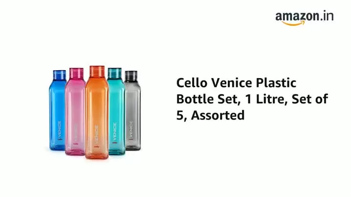 Cello Venice Plastic Bottle Set 1 Litre Set of 5 Assorted, 2 image