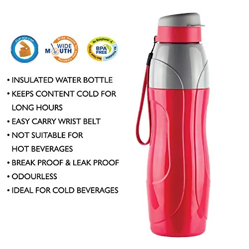 Cello Puro Plastic Sports Insulated Water Bottle 900 ml Set of 4 Assorted, 6 image