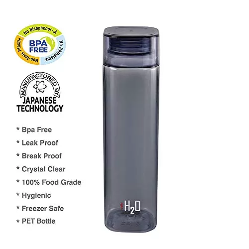 Cello H2O Squaremate Plastic Water Bottle 1-Liter Set of 6 Assorted (CLO_H2O_SQMT1L_SO6_ASRTD), 4 image