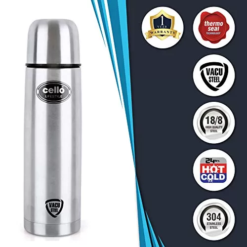 Cello Lifestyle Stainless Steel Flask 1000Ml & Lifestyle Vacu Steel Flask with Thermal Jacket 500Ml, 4 image