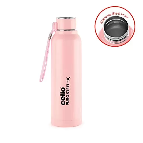 Cello Puro Steel-X Benz Insulated Bottle with Stainless Steel Inner 900 Ml (Pink) & Puro Steel-X Benz Insulated Bottle with Stainless Steel Inner 900 Ml (White), 2 image