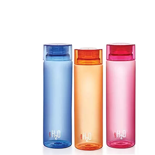 H2O Unbreakable Plastic Bottle 1 Litre Assorted color & H2O Bottle 1 Litre Set of 3 Colour May Vary Combo, 5 image