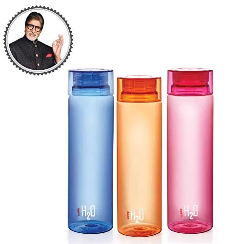 H2O Unbreakable Plastic Bottle 1 Litre Assorted color & H2O Bottle 1 Litre Set of 3 Colour May Vary Combo, 6 image