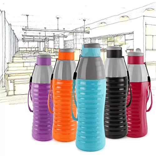 Cello Puro Fashion Safe Plastic Water Bottle 900ml Set of 5 Multicolour, 8 image