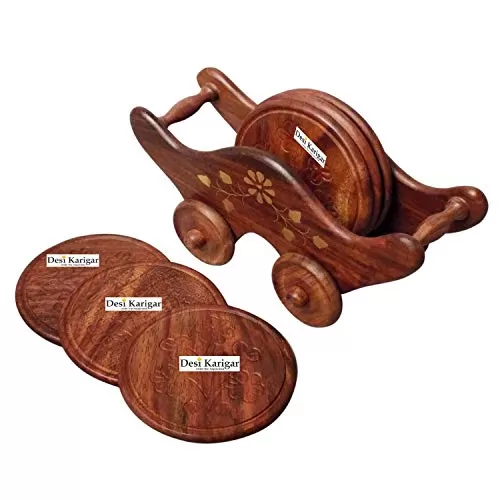 Wooden Coaster Set (Brown), 3 image
