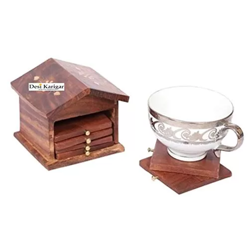 Decorative Hut Designed Tea/Coffee Coaster Set, 3 image