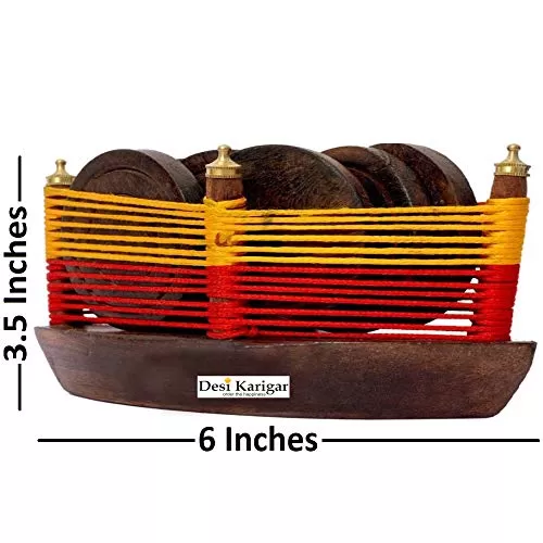 Wooden Stylish Boat Tea Coasters Home Decor 6 Pcs, 4 image