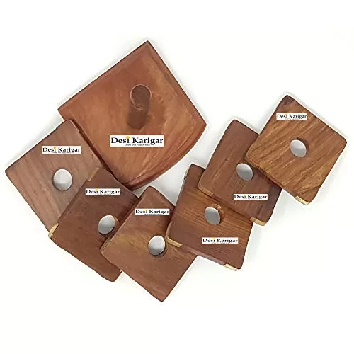 Wooden Handcrafted Premium Quality Coaster Set (Brown), 4 image