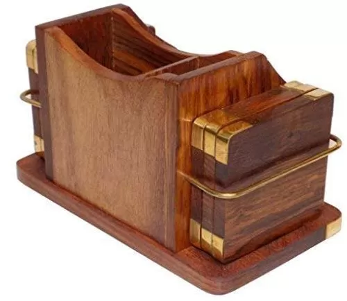 Pen Stand for Office Stationery - Wooden Mobile Holder - Drink Coasters Wood Table Coaster Set of 6, 2 image
