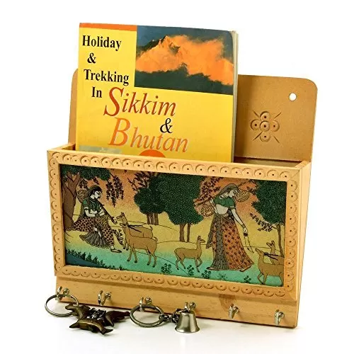 Wooden Key Magazine Holder and Wooden Tea Coaster Set (DL3COMB112), 2 image