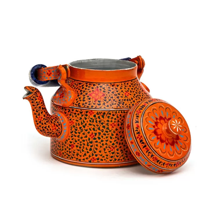 Hand Painted Steel Tea Kettle Orange Delight, 3 image