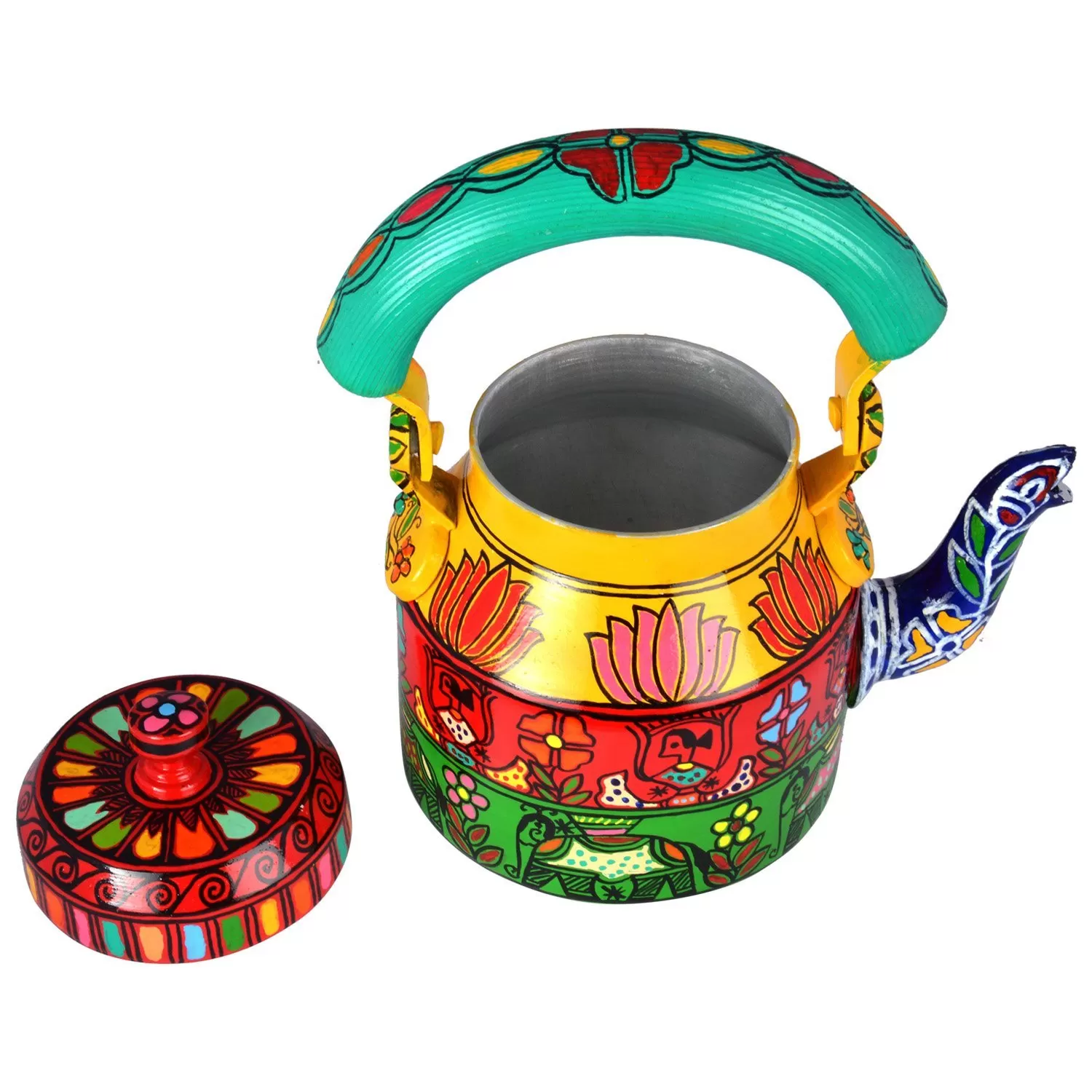 Handpainted Tea Kettle Steel Multicolored, 2 image