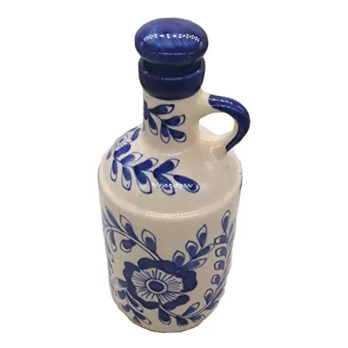 India Meets India 156HOKW00044 Ceramic Cork Bottle 1L Set of 1 Blue, 5 image