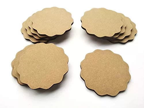 DIY MDF Circle and Scallop Shaped Coasters - (Set of 12)- for Craft/Activity/Decoupage/ting/Resin Work (Scallop Shaped), 4 image