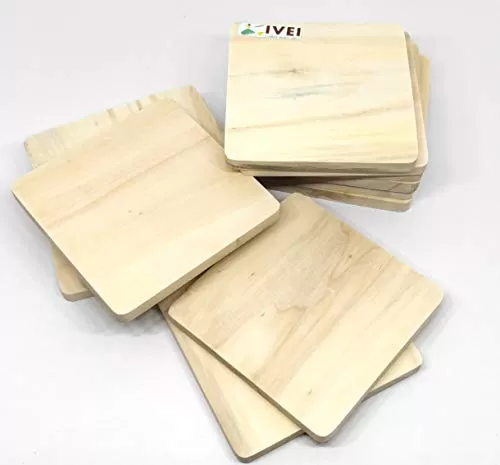 Wood Coasters (3.25 x3.25x0.25 inch Beige), 4 image
